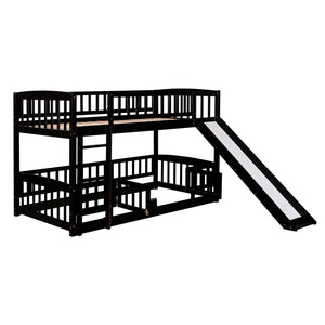 Low Bunk Bed With Slide, Fence And Ladder by Couch.com