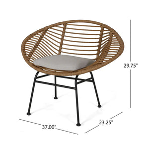 Cordella Outdoor Woven Wicker Chairs with Cushions Set of 2