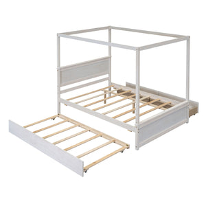 Canopy Platform Bed With Drawers, Support Slats, No Box Spring Needed by Couch.com