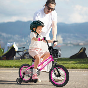 14 Inch Kids Bike Adjustable Bicycle with Front Basket for Children Aged 4-5 Years Old