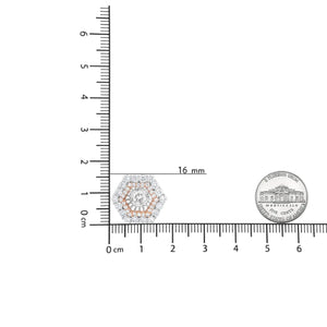 14K Rose and White Gold 1 7/8 Cttw Round Diamond Double Halo Earring Jacket for 6mm Round Studs (G-H Color, VS2-SI1 Clarity)