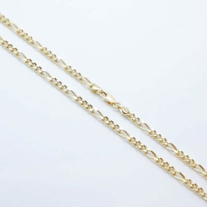 14K Solid Yellow Gold 4mm Figaro Link Chain Necklace