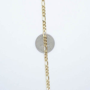 14K Solid Yellow Gold 4mm Figaro Link Chain Necklace