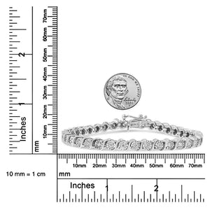 14K White Gold 1.00 Cttw Lab Grown Diamond Round Miracle Plate and "S" Link Tennis Bracelet (F-G Color, VS2-SI1 Clarity) Size 7"