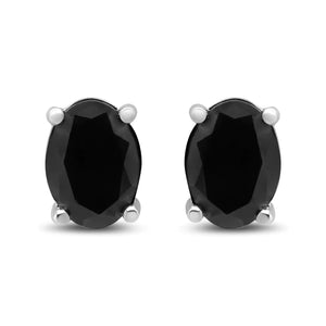 14K White Gold 1/2 Cttw Round Brilliant-Cut Black Diamond Classic 4-Prong Stud Earrings with Screw Backs (Fancy Color-Enhanced, I2-I3 Clarity)