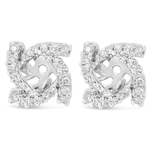 14K White Gold 1/3 Cttw Round Diamond Spiral Earring Jacket for 4mm Round Studs (G-H Color, VS2-SI1 Clarity)