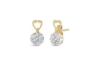 14K Yellow Gold 1ct. TDW Round-cut Diamond Earrings (I-J,SI2-I1)