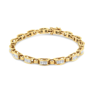14K Yellow Gold 2 1/2 Cttw Princess-Cut Diamond Link Tennis Bracelet (H-I Color, SI2-I1 Clarity) - 7.25"