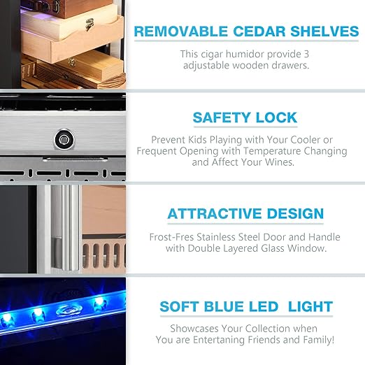 15 Inch Cigar Humidor Electric Humidor Silver Steel X5196