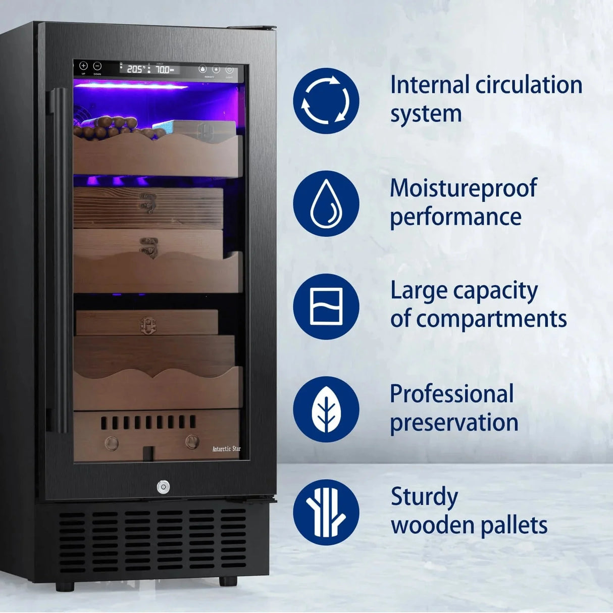 15 Inch Cigar Humidor Electric Humidor Silver Steel X5196