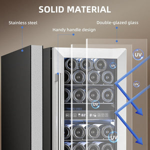 15 Inch Wine Cooler Refrigerator with Stainless Steel Double-Layer Tempered Glass Door W4888S