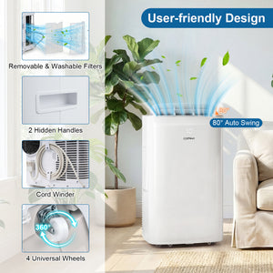 15000 BTU Inverter Portable Air Conditioner Smart Wifi Enabled Cooling and Heating Unit-White
