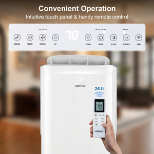 15000 BTU Inverter Portable Air Conditioner Smart Wifi Enabled Cooling and Heating Unit-White