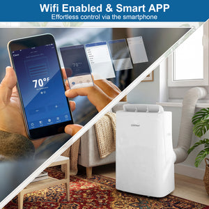 15000 BTU Inverter Portable Air Conditioner Smart Wifi Enabled Cooling and Heating Unit-White
