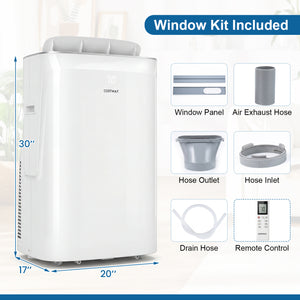 15000 BTU Inverter Portable Air Conditioner Smart Wifi Enabled Cooling and Heating Unit-White