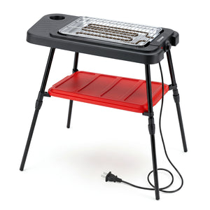 1500W 2-in-1 Electric Grill with Detachable Stand and Dual Plates for Balcony-Red
