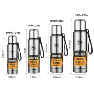 1500ml Water Bottle Stainless Steel Cold Hydroflask Thermos Large Capacity Thermal Mug Cup Sport Cycling Vacuum Flask Insulated  Vacuum Insulated Thermos Water Bottle with Wide Mouth Cup BPA-Free Stainless Steel Water Bottles