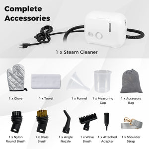 1500W Portable Steam Cleaner with 34 oz Water Tank-White