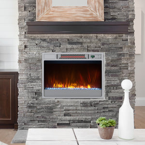 23 Inch 1500W Recessed Electric Fireplace Insert with Remote Control-Silver