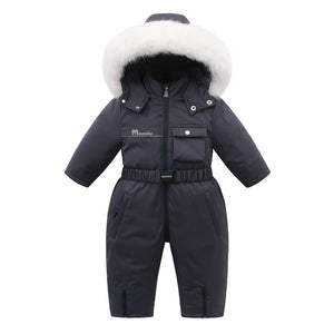 Autumn And Winter Fleece-lined Overalls Ski Suit For Children