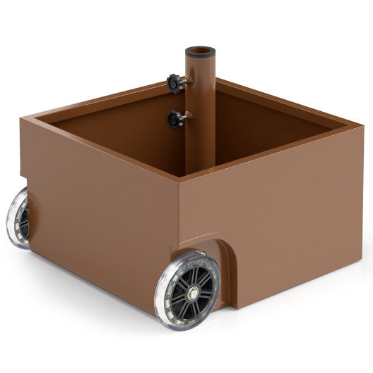 150 Pounds Patio Umbrella Base Stand Wheels Planter Outdoor-Coffee
