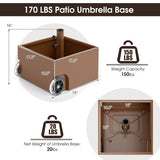 150 Pounds Patio Umbrella Base Stand Wheels Planter Outdoor-Coffee