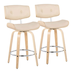 Lombardi - Mid Century Modern Fixed Height Counter Stool With Swivel With Round Footrest (Set of 2) by Couch.com