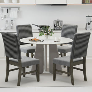 Dining Chair Set of 2 Mid-Century Modern Velvet Fabric Upholstered Chairs-Grey