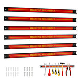 18 Inch Magnetic Tool Holder Strip with Mounting Screws-Red