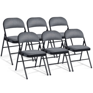 Foldable Chair Set with Padded Seat Seat and Fabric Covered Backrest-Set of 6