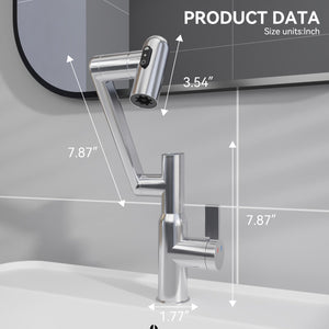 Bathroom Sink Faucet With Spray Function, Temperature Display, Anti Skid Switch, Hot & Cold, 360° Rotary by Couch.com