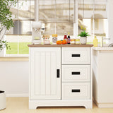 Farmhouse Sideboard Buffet Cabinet Kitchen Pantry with Sliding Doors-White