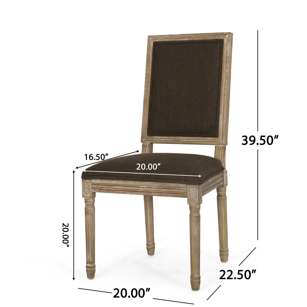 French Country Style Dining Chair with Upholstered Seating and Fluted Legs