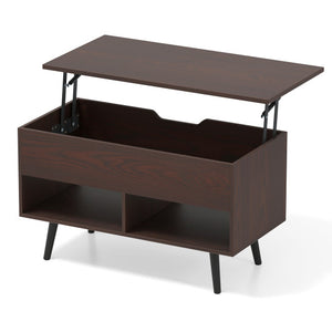 31.5 Inch Lift-Top Coffee Table with Hidden Storage and 2 Open Shelves-Broen