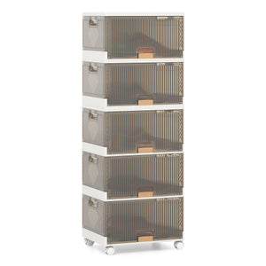 3/4/5/6-Cube Stackable Storage Bins with Detachable Wheels-5 Cube