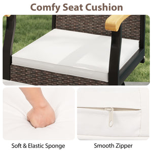 One Outdoor 360Â° Swivel Bar Stool with Cushion and Acacia Wood Armrests
