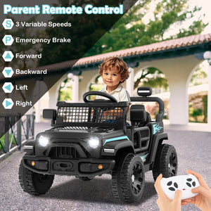 12V Kids Ride on Truck Car Battery Powered Electric Vehicle-Black