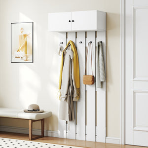 Entryway Wall Coat Rack Wall Mounted Coat Clothes Rack-White