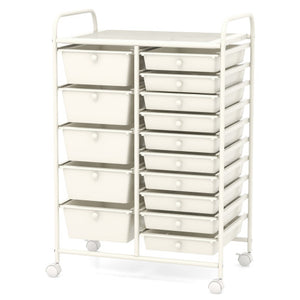 15-Drawer Utility Rolling Organizer Cart Multi-Use Storage-White