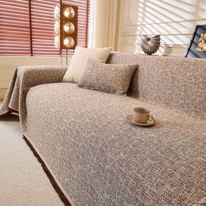 Natural Textured Linen Couch Cover, Breathable & Hypoallergenic Furniture Protector