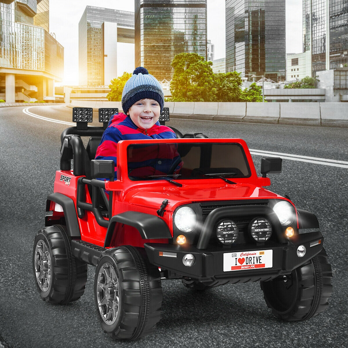 12V 2-Seater Ride on Car Truck with Remote Control and Storage Room-White