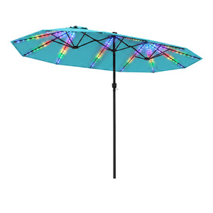 15.5FT Extra-Large Patio Umbrella 12 Reinforced Metal Ribs-Turquoise