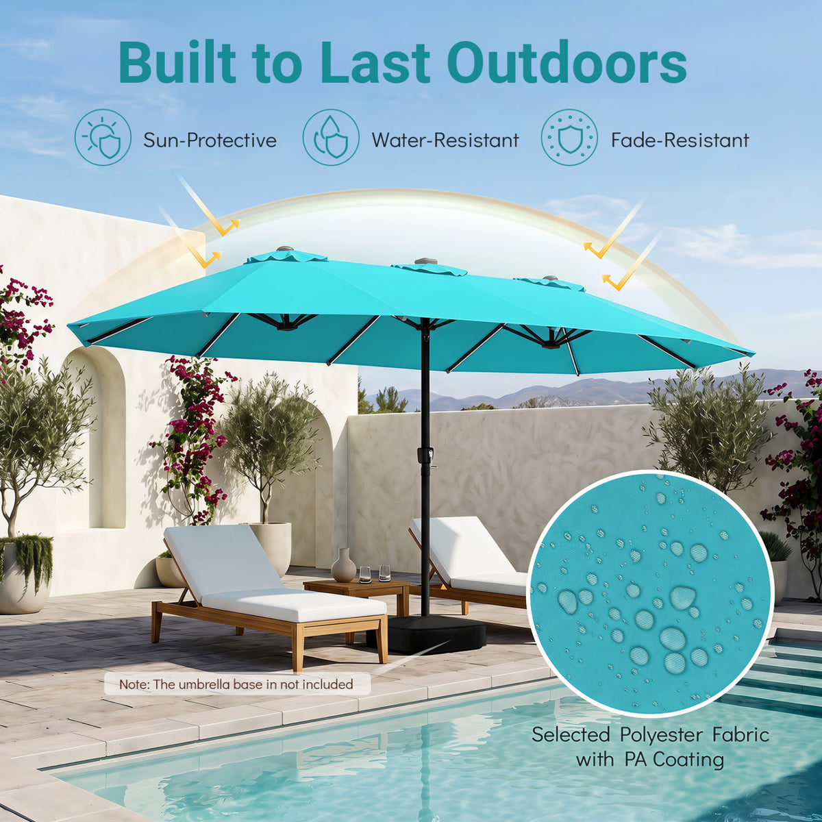 15.5FT Extra-Large Patio Umbrella 12 Reinforced Metal Ribs-Turquoise