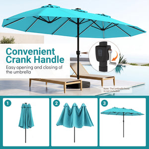 15.5FT Extra-Large Patio Umbrella 12 Reinforced Metal Ribs-Turquoise