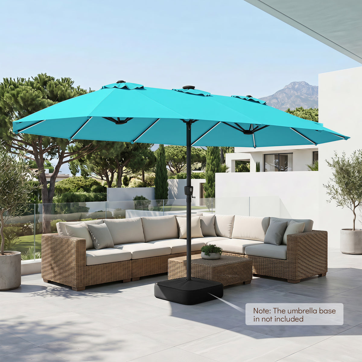 15.5FT Extra-Large Patio Umbrella 12 Reinforced Metal Ribs-Turquoise