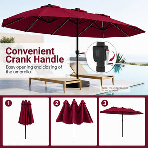15.5FT Extra-Large Patio Umbrella 12 Reinforced Metal Ribs-Red