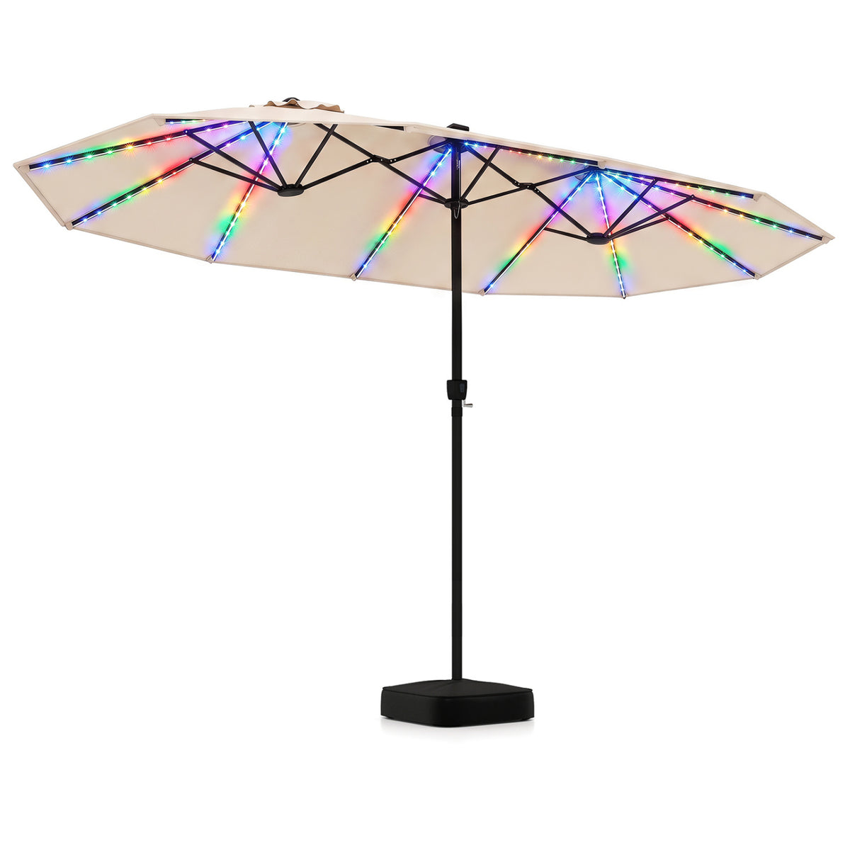 15.5FT Extra-Large Patio Umbrella with Base 12 Reinforced Ribs-Beige