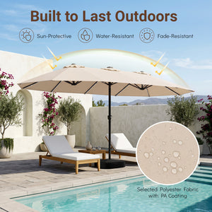 15.5FT Extra-Large Patio Umbrella with Base 12 Reinforced Ribs-Beige