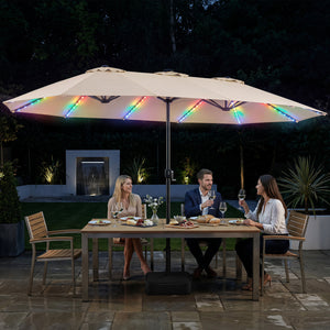 15.5FT Extra-Large Patio Umbrella with Base 12 Reinforced Ribs-Beige