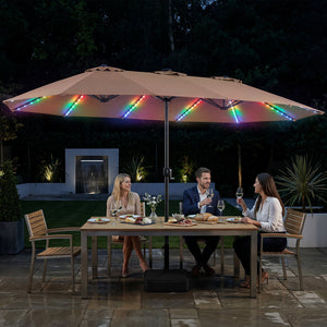 15.5FT Extra-Large Patio Umbrella with Base 12 Reinforced Ribs-Brown